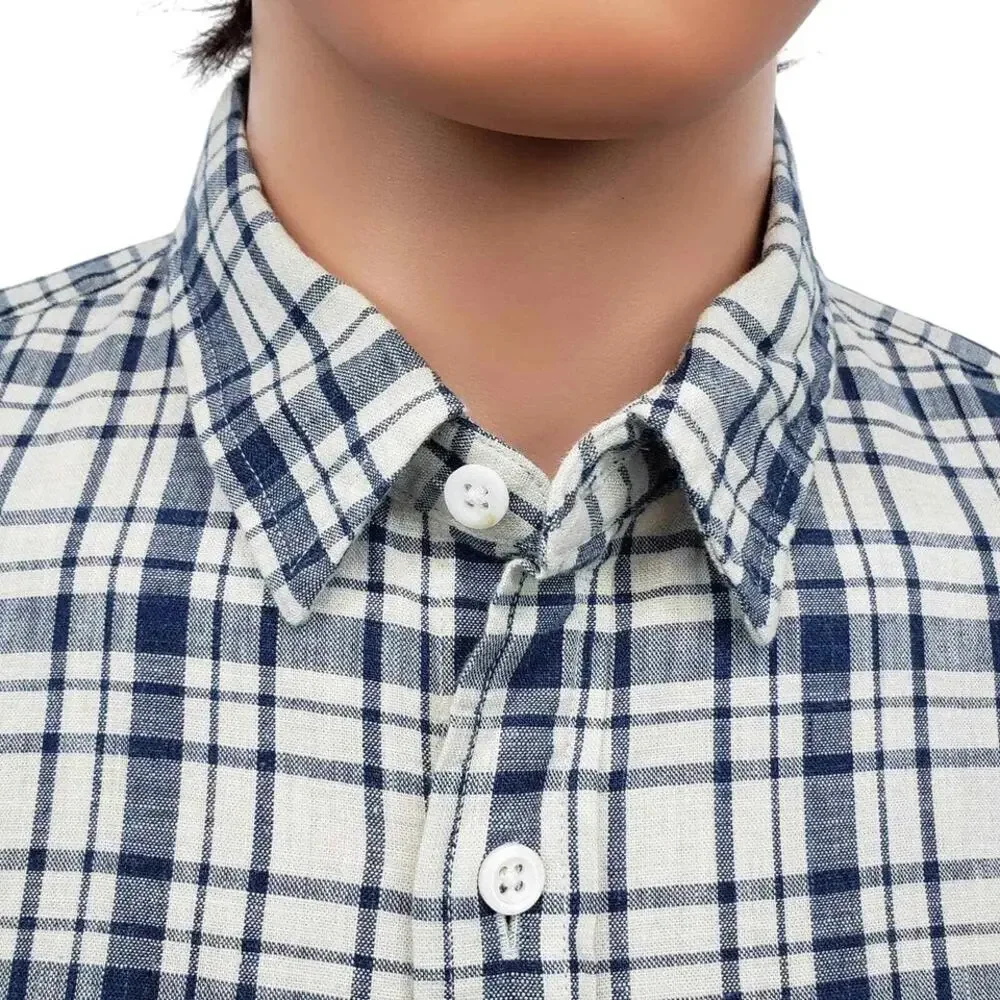 NWT J. Crew Shirt Men M Long Sleeves Button up Navy Blue Plaid Checks Preppy